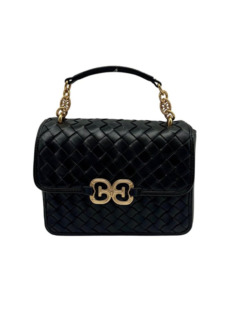 Sam Edelman Black Woven Leather Christy Top Handle Crossbody Bag